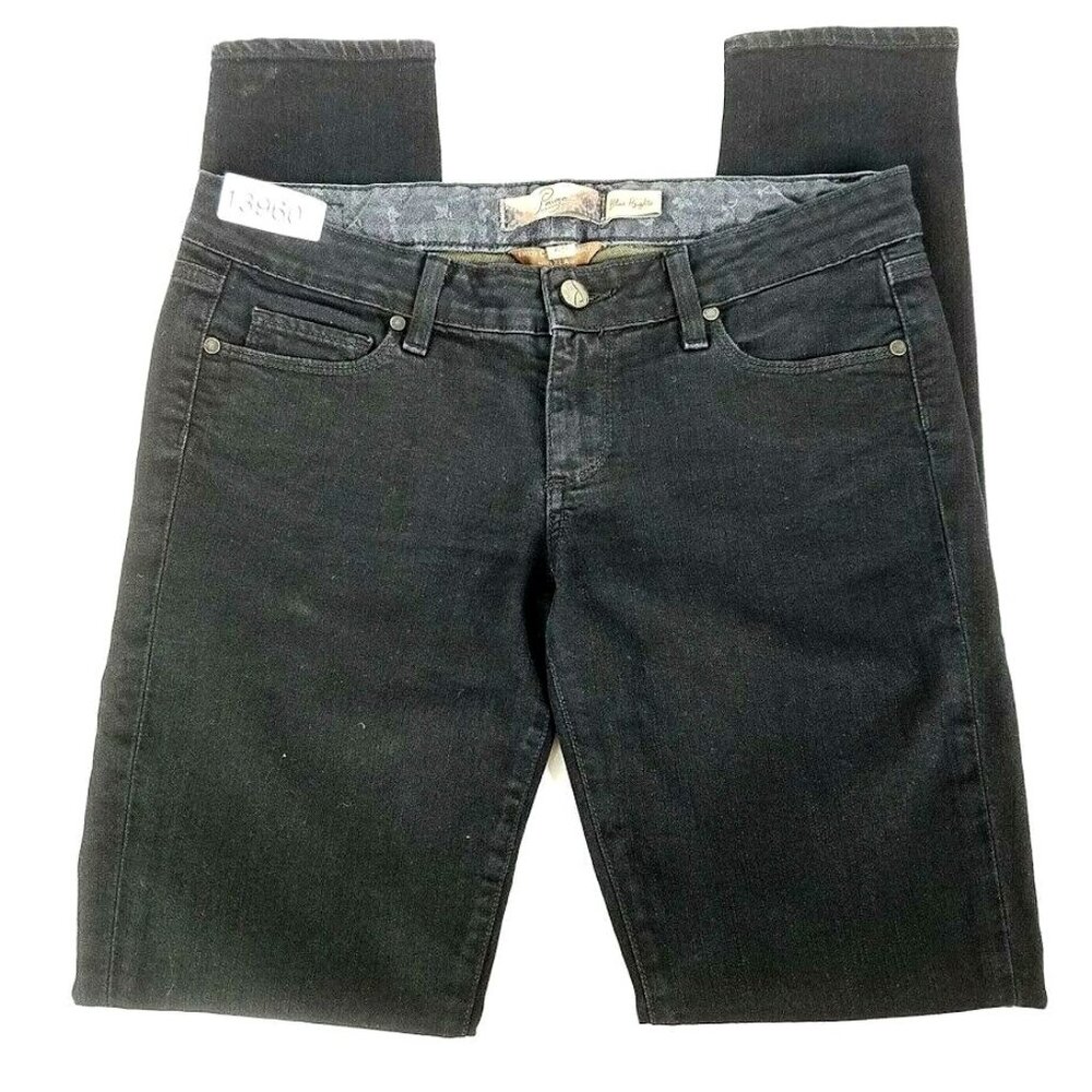 Paige Pants Womens 28 Blue Heights Straight Jeans Black Dark Wash Denim Low Rise